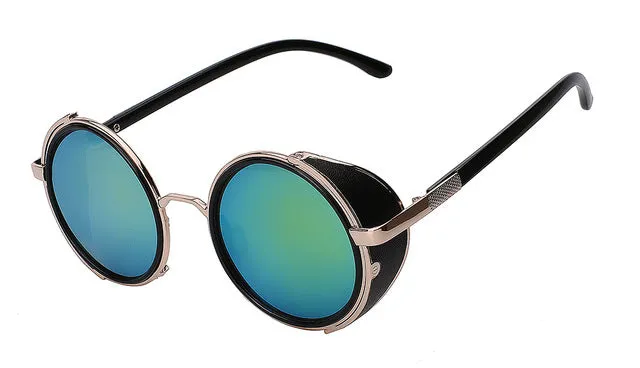Xiu Sunglasses Steampunk Men Sunglass Round Metal Wrap Uv400