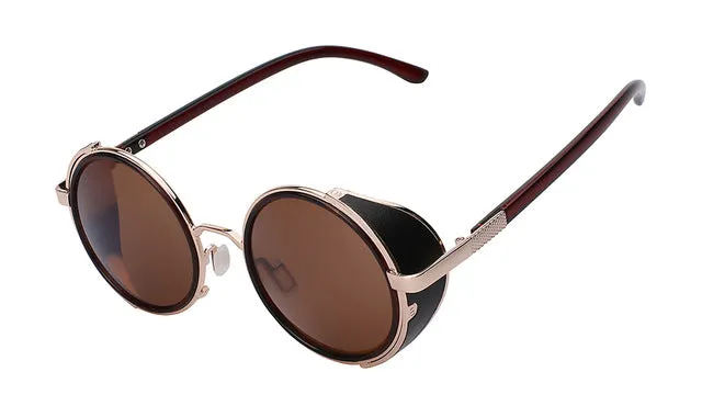 Xiu Sunglasses Steampunk Men Sunglass Round Metal Wrap Uv400