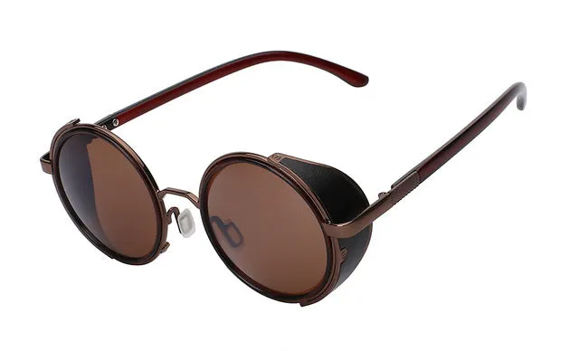 Xiu Sunglasses Steampunk Men Sunglass Round Metal Wrap Uv400
