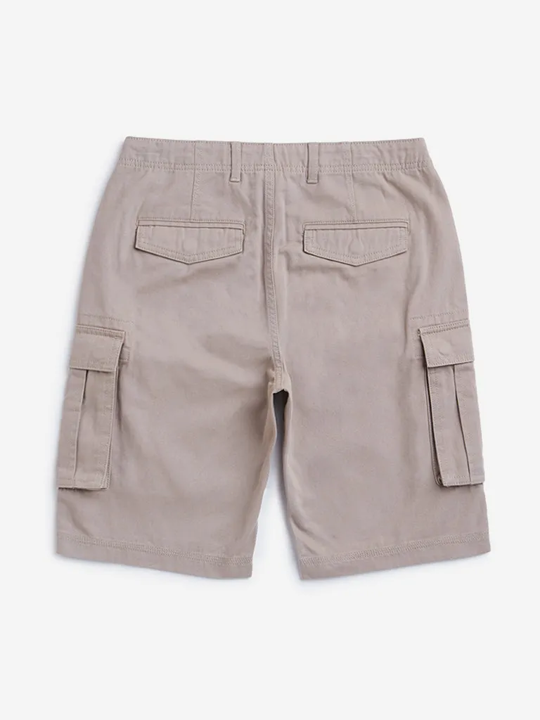Y&F Kids Taupe Mid Rise Cargo Shorts